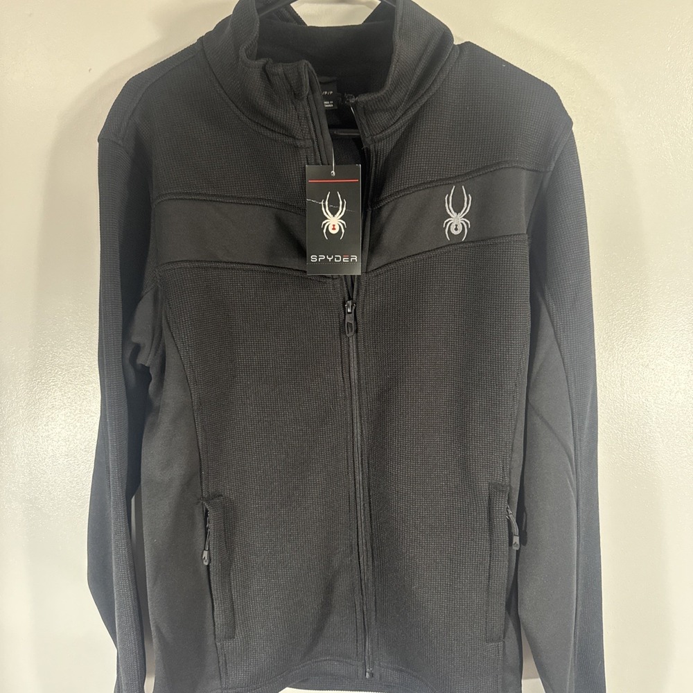 Spyder Fleece Jacket Mens Small Full‎ Zip Black